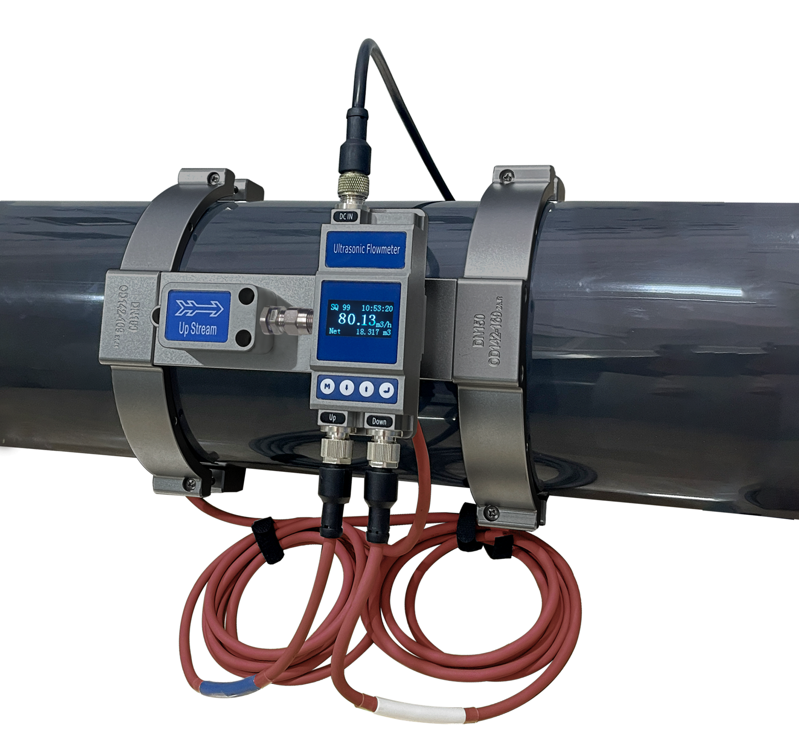 YF-C3 compact clamp-on ultrasonic flow meter with magnetic snap-on transducers