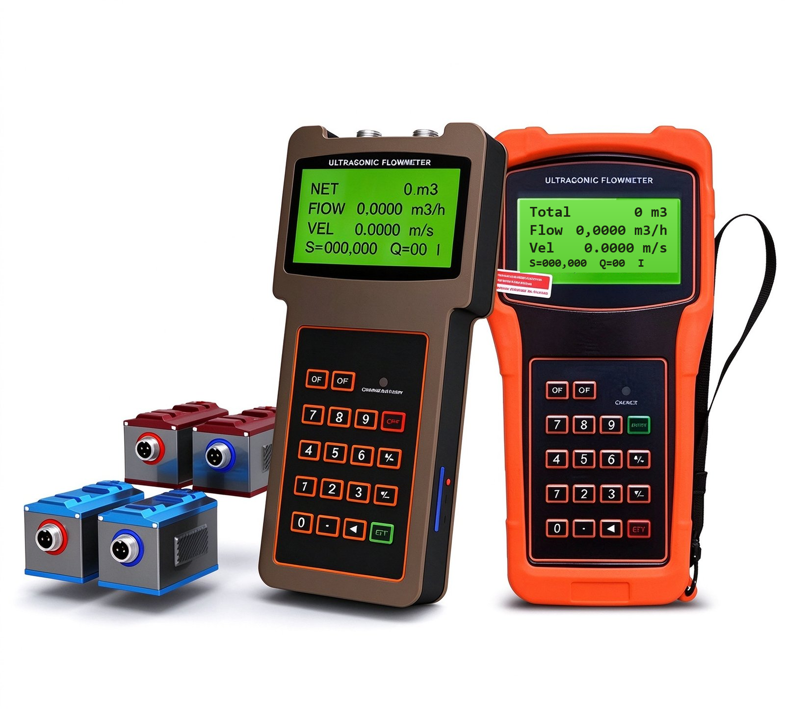YF-W200H handheld ultrasonic flow meter kit with clamp-on transducers